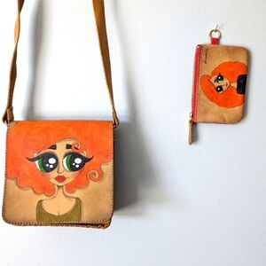 Chicatolia coin purse with crossbody bag hand painted A1-1018